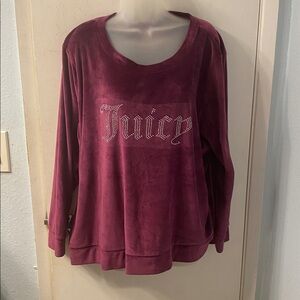 Juicy Couture Sleepwear Purple Velour Top with Rhinestone Logo Size 2XL